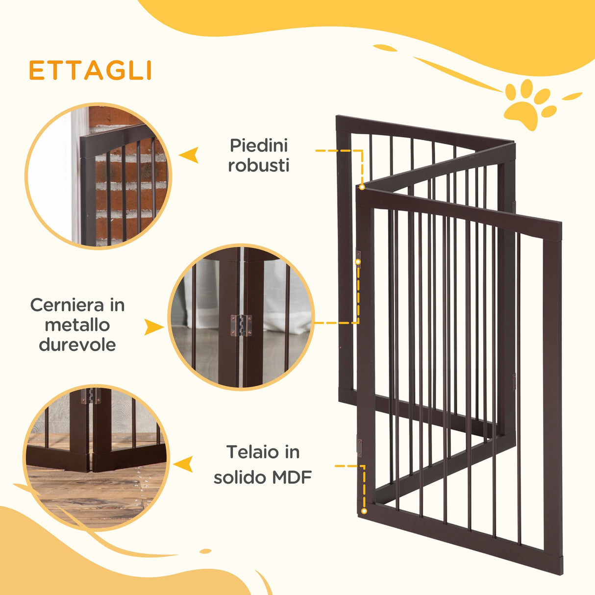 easycomfort easycomfort cancellino per cani e animali domestici a 3 sezioni divisorio di sicurezza pieghevole 160x1.2x76cm