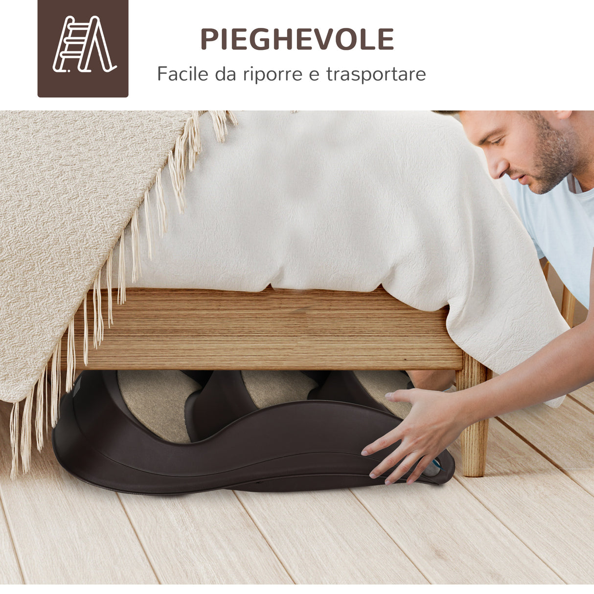 easycomfort easycomfort scaletta per cani pieghevole con 3 gradini antiscivolo in pp 49x38x38 cm marrone