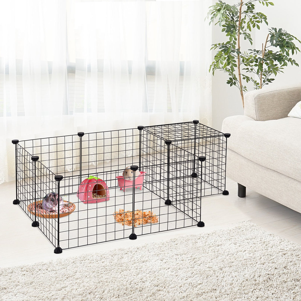 easycomfort easycomfort recinto modulare per animali domestici nero 12 moduli 35x35cm