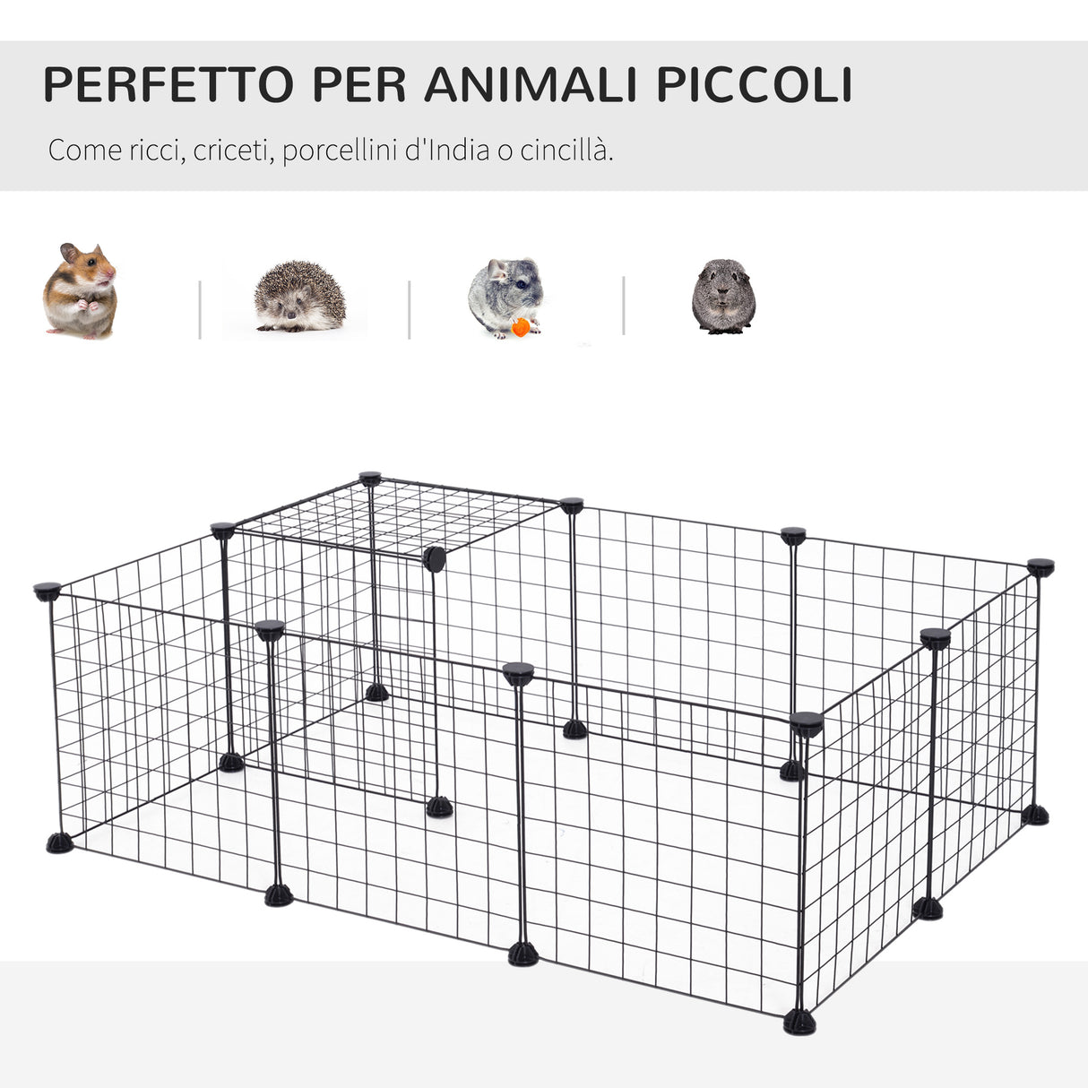 easycomfort easycomfort recinto modulare per animali domestici nero 12 moduli 35x35cm