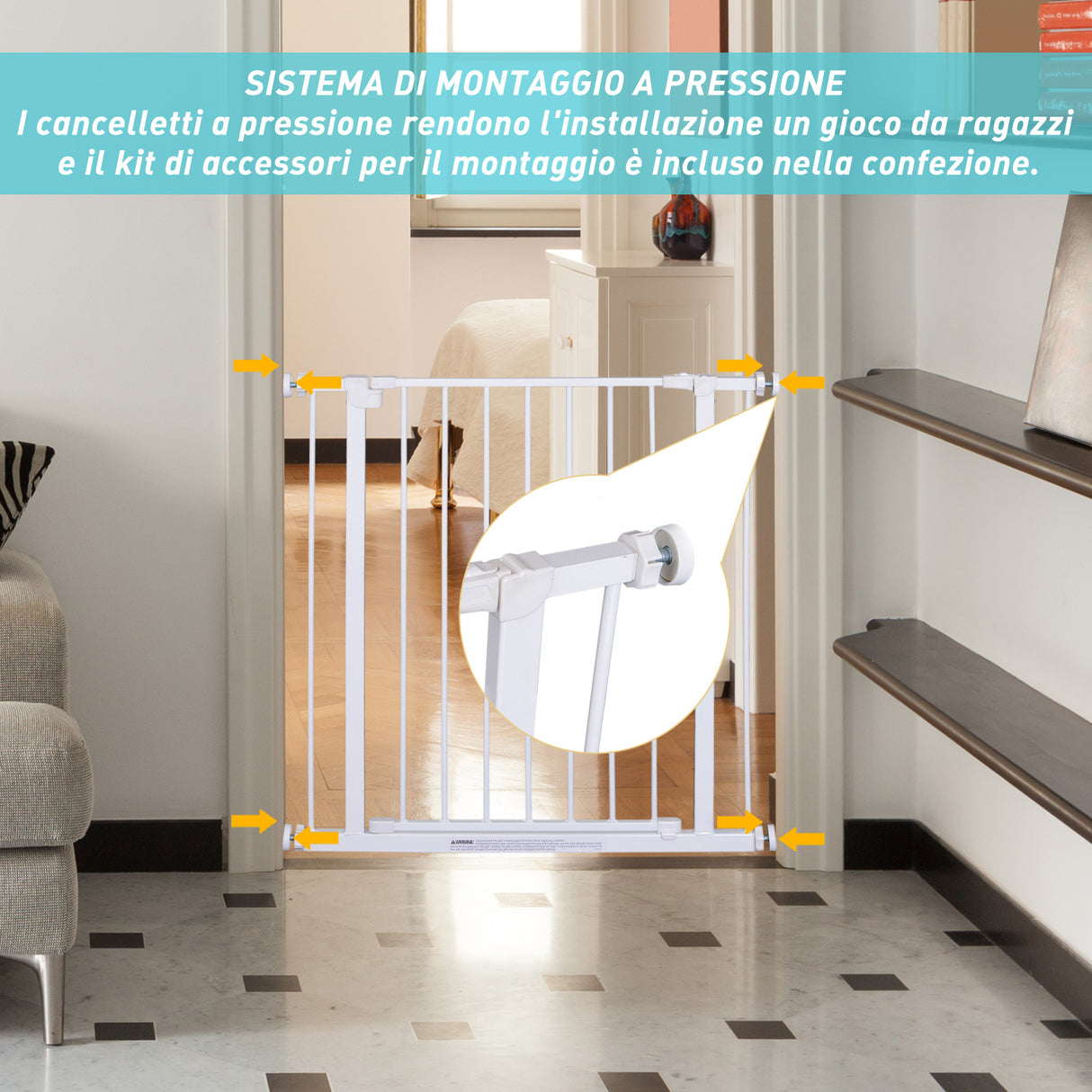 easycomfort easycomfort cancelletto di sicurezza per bambini e animali domestici bianco 76 x 72 82 cm