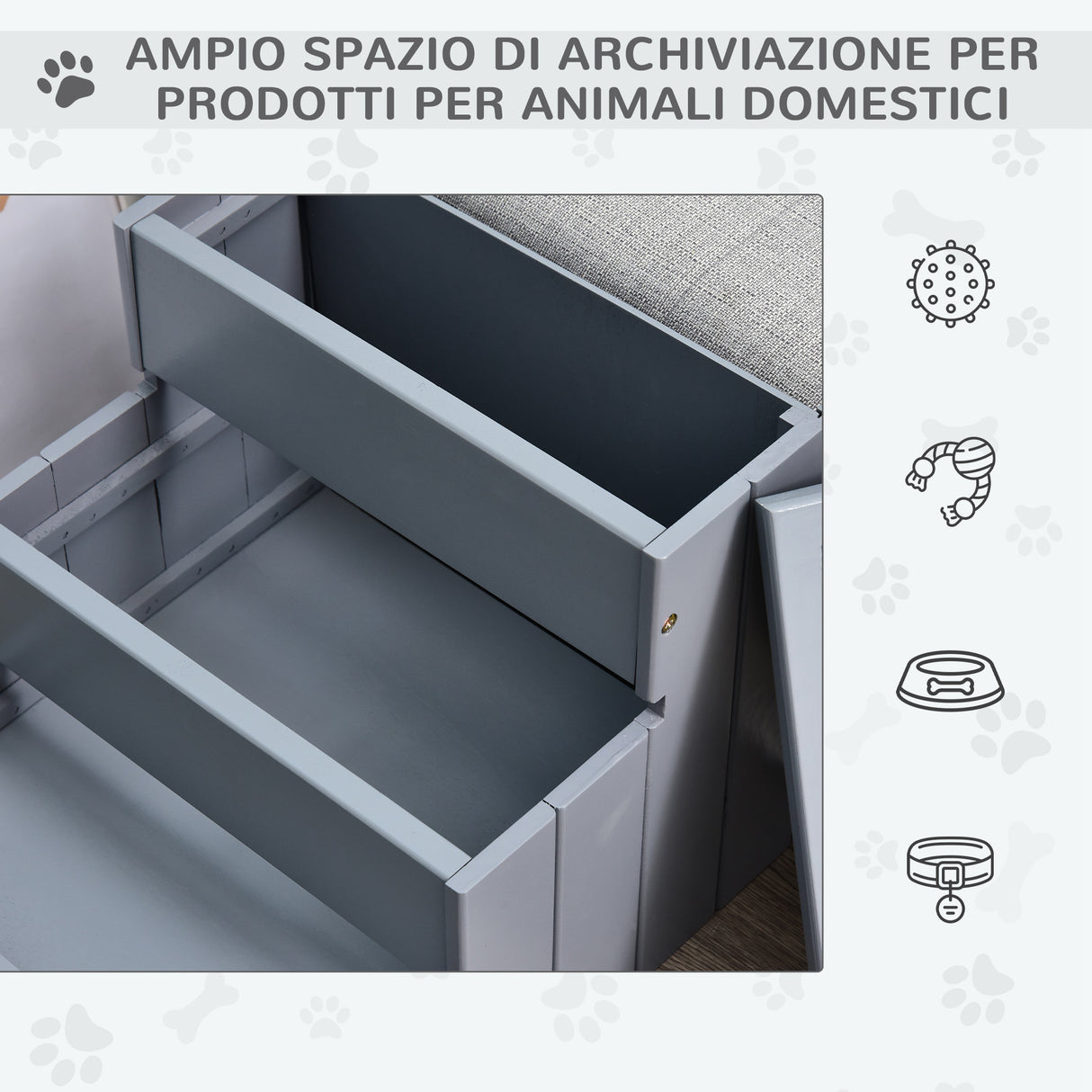 easycomfort scaletta per cani a 3 gradini con tappeto antiscivolo e spazio interno 40.5x44.5x38cm grigio