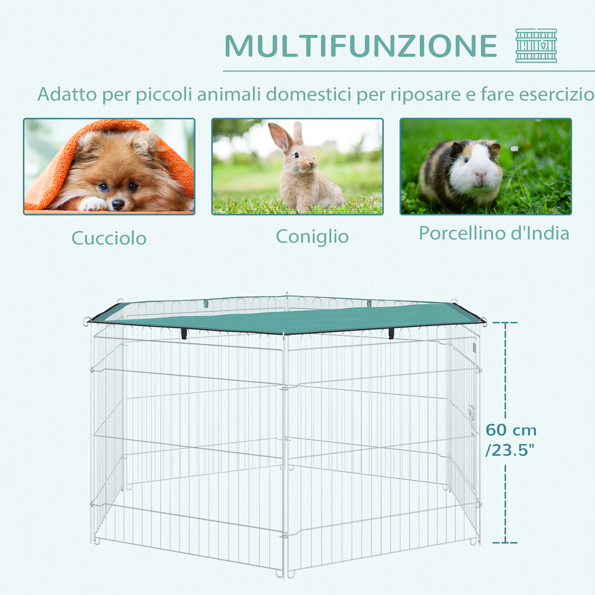 easycomfort easycomfort recinto per animali domestici con copertura impermeabile 6 moduli 59 x 60cm