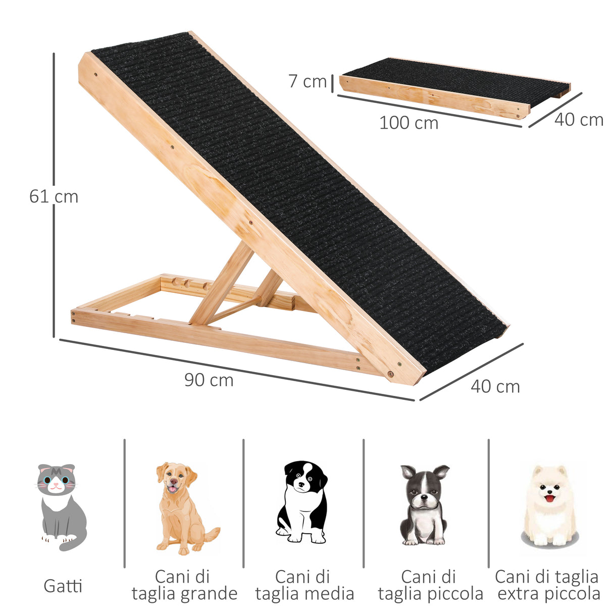 easycomfort rampa per cani e gatti fino 75kg pieghevole antiscivolo e regolabile