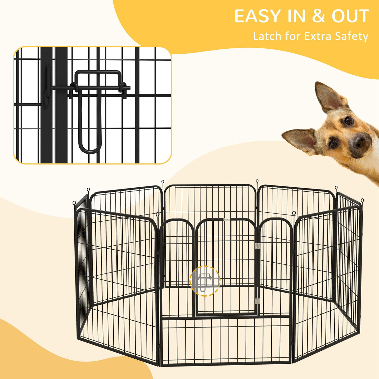 easycomfort recinto modulare per cani da interno ed esterno in metallo e acciaio 8 pannelli 79x79cm