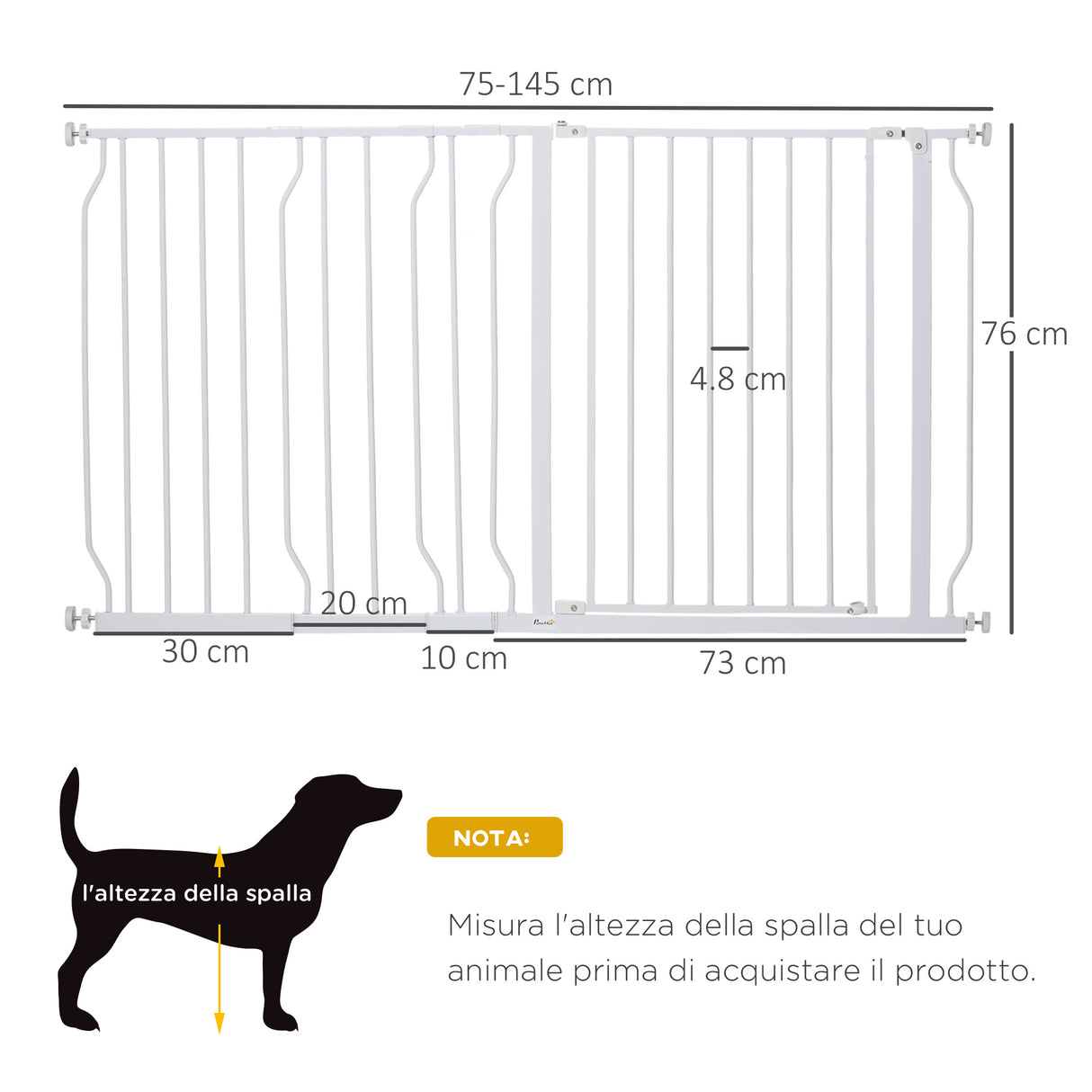 easycomfort easycomfort cancelletto di sicurezza per cani in acciaio e abs estensibile 75 145cm per scale e porte bianco