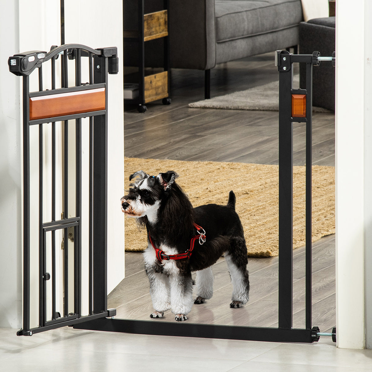easycomfort cancellino per cani con fissaggio a pressione estensibile da 74 80cm con chiusura automatica nero