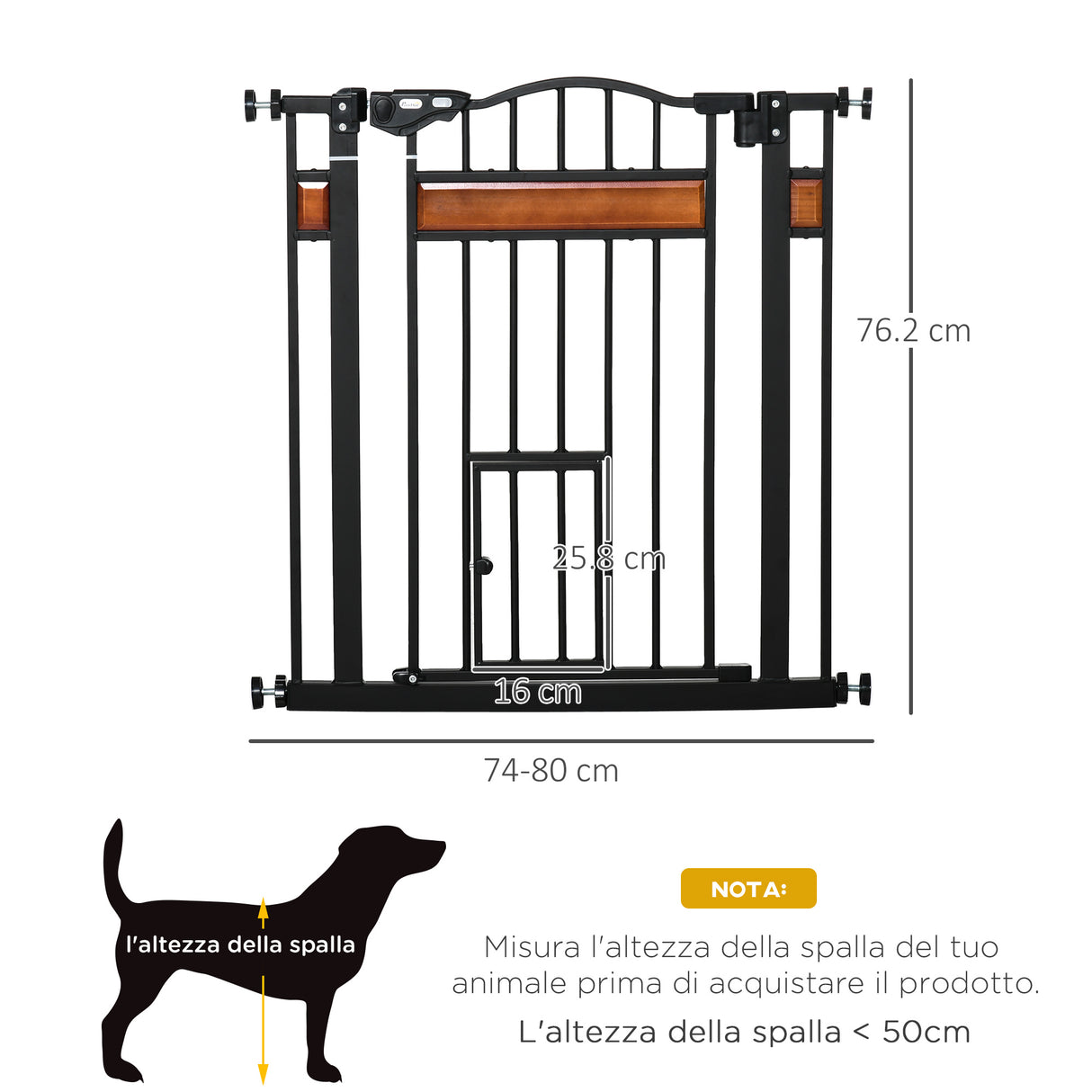 easycomfort cancellino per cani con fissaggio a pressione estensibile da 74 80cm con chiusura automatica nero