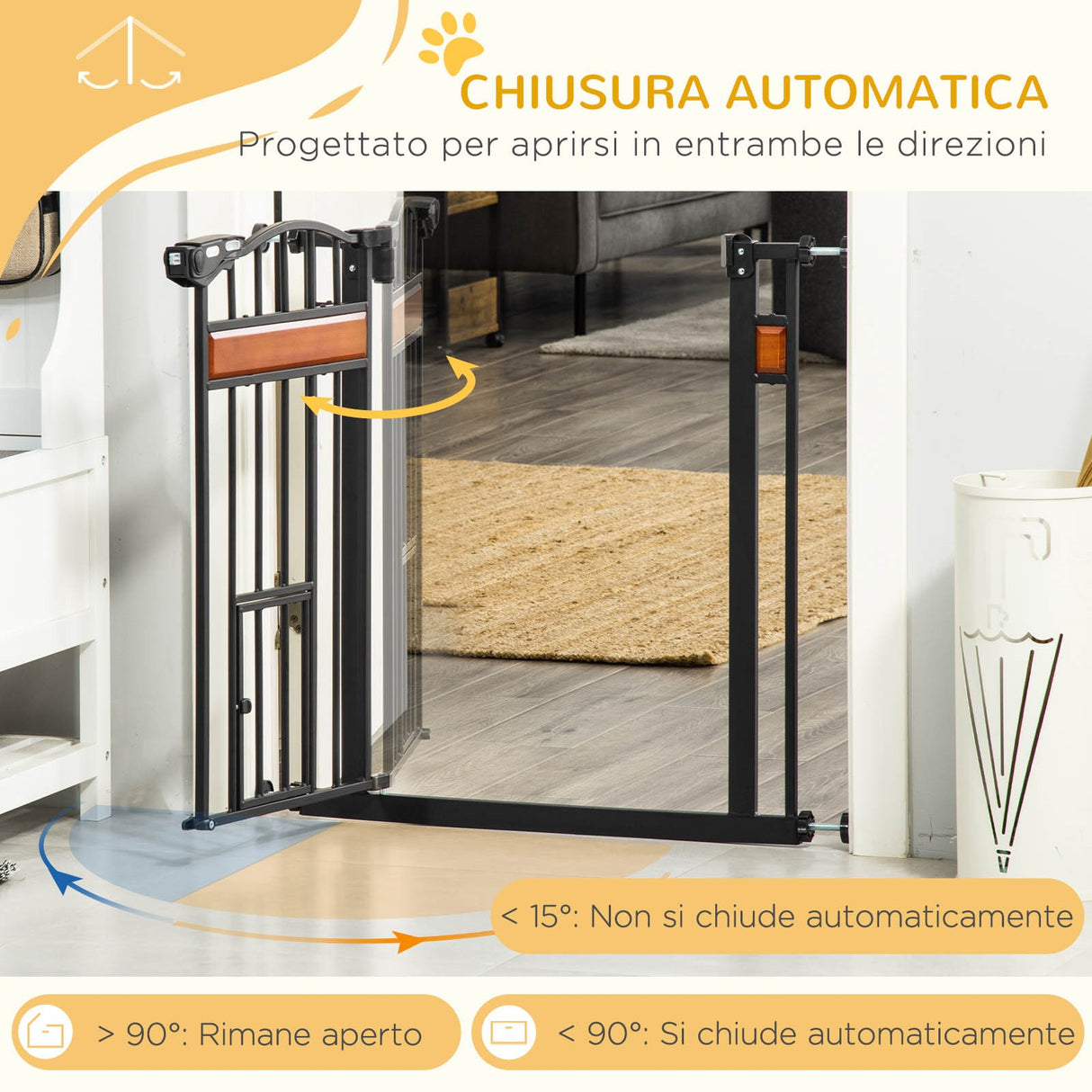 easycomfort cancellino per cani con fissaggio a pressione estensibile da 74 80cm con chiusura automatica nero
