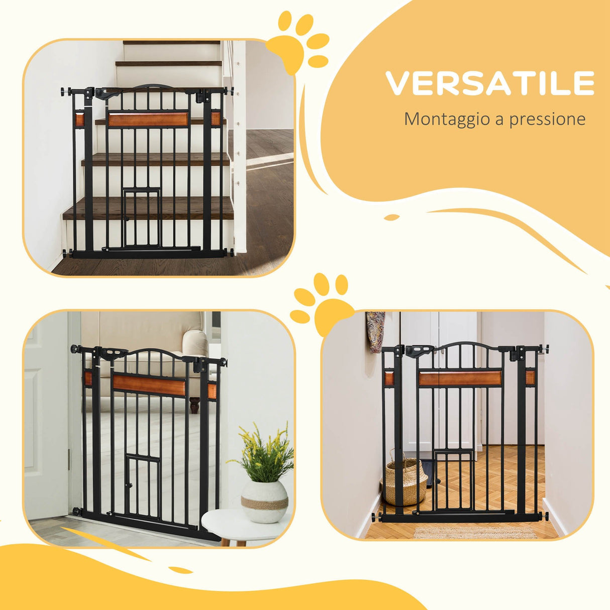 easycomfort cancellino per cani con fissaggio a pressione estensibile da 74 80cm con chiusura automatica nero