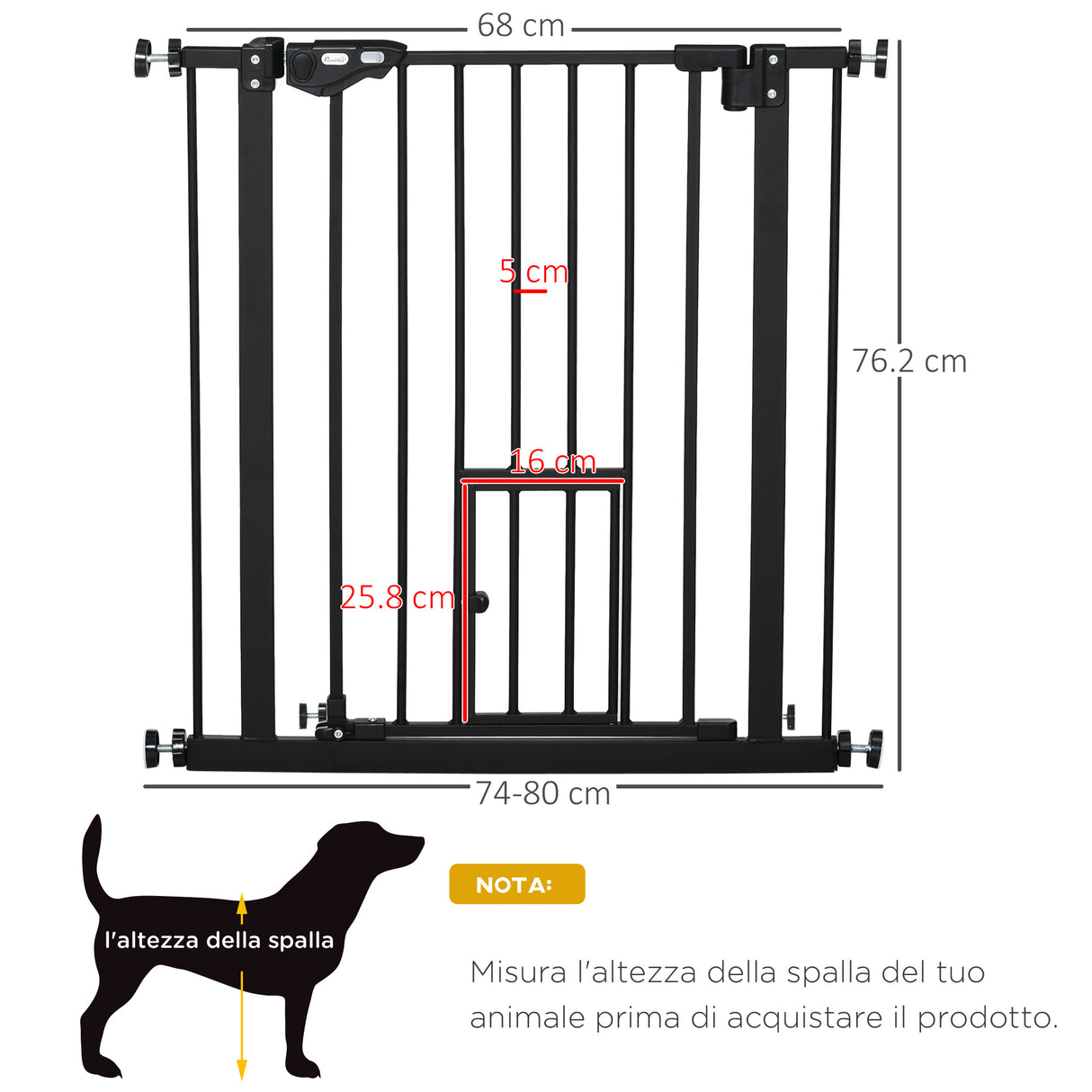 easycomfort cancelletto per cani con fissaggio a pressione estensibile da 74 80cm con chiusura automatica nero