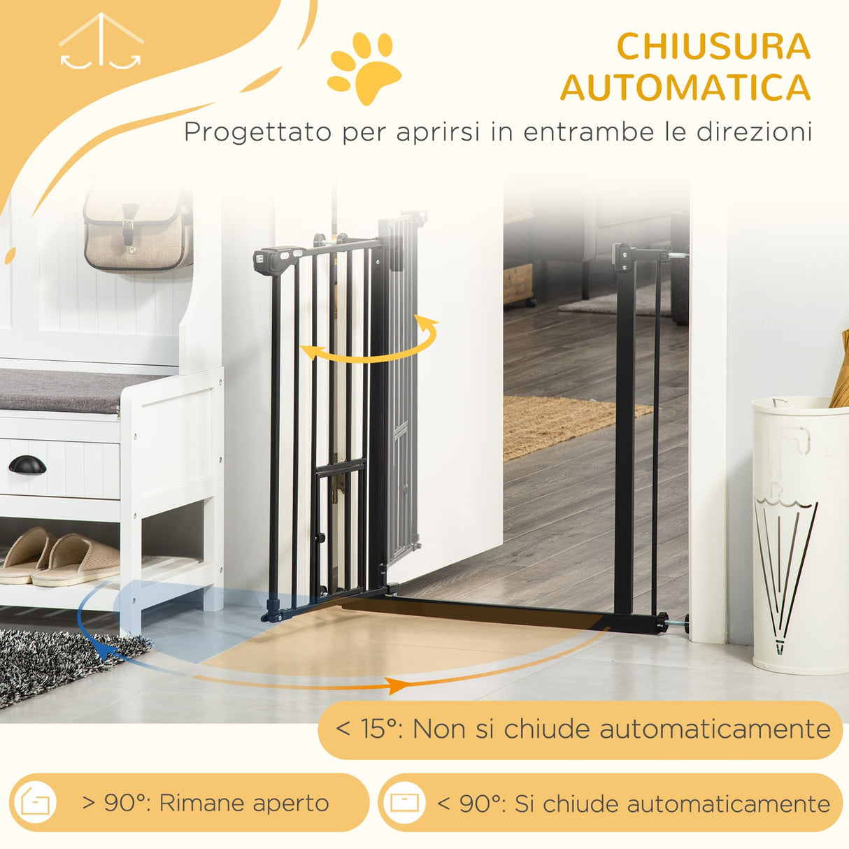 easycomfort cancelletto per cani con fissaggio a pressione estensibile da 74 80cm con chiusura automatica nero