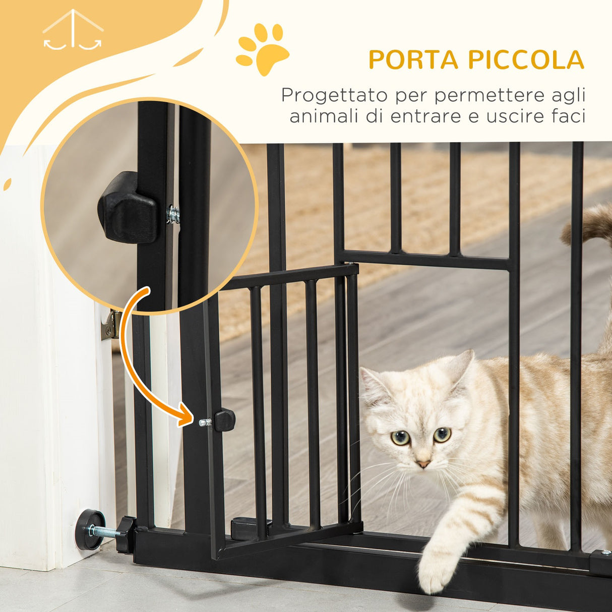 easycomfort cancelletto per cani con fissaggio a pressione estensibile da 74 80cm con chiusura automatica nero