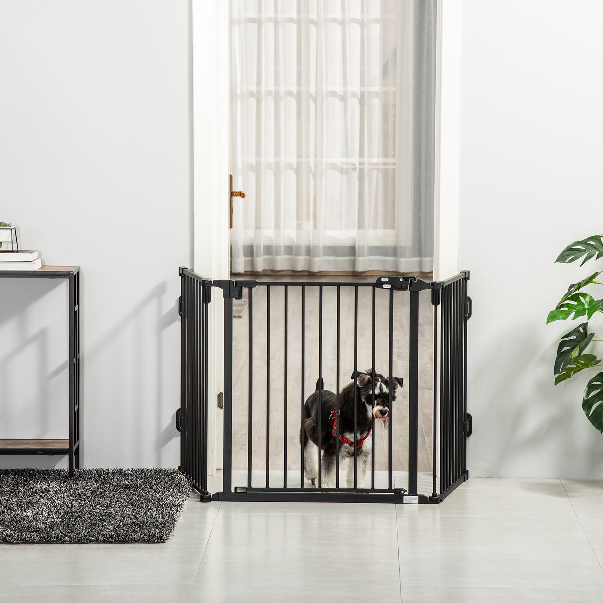 easycomfort easycomfort cancelletto di sicurezza pieghevole e regolabile in acciaio barriera per cani con chiusura automatica e sistema di blocco nero