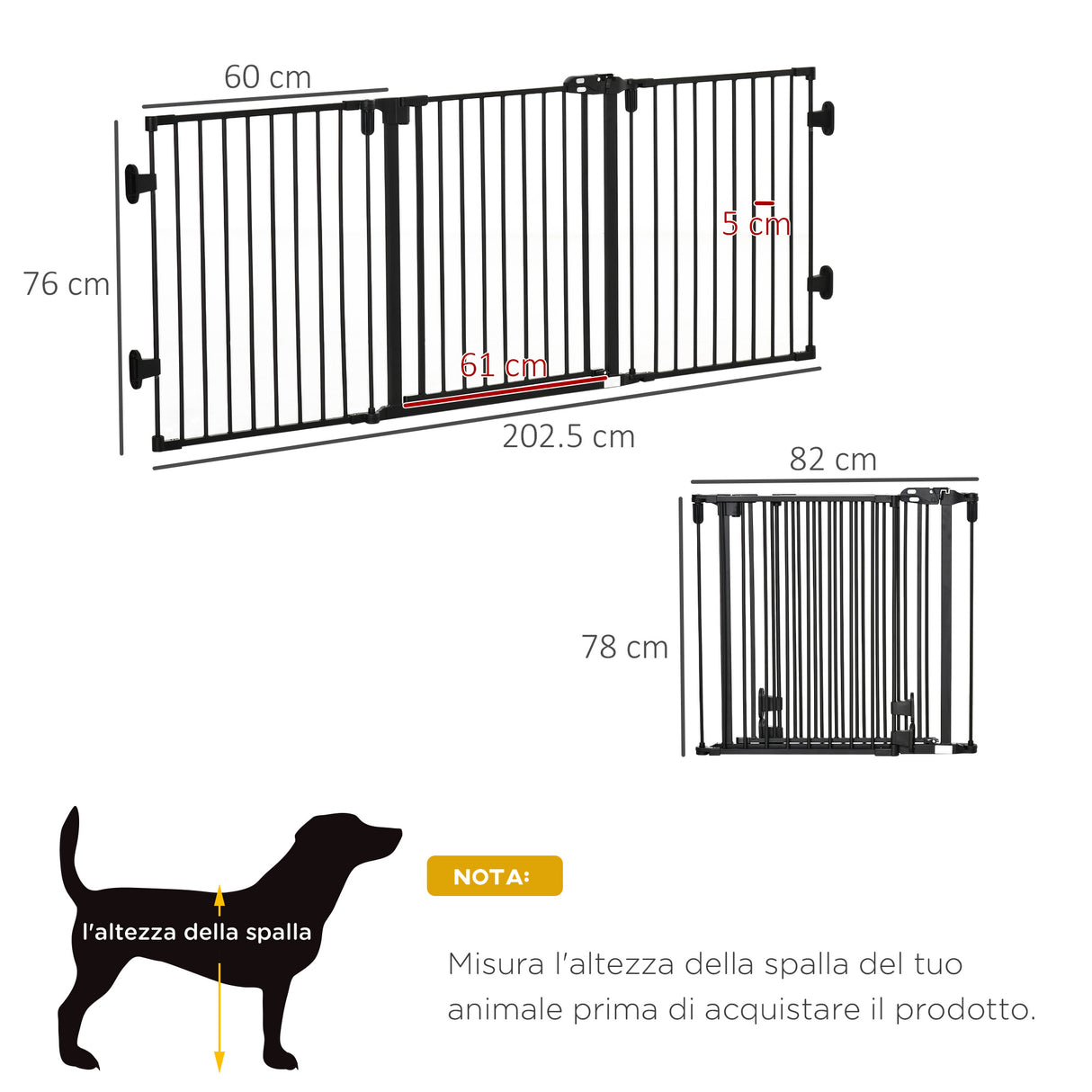 easycomfort easycomfort cancelletto di sicurezza pieghevole e regolabile in acciaio barriera per cani con chiusura automatica e sistema di blocco nero
