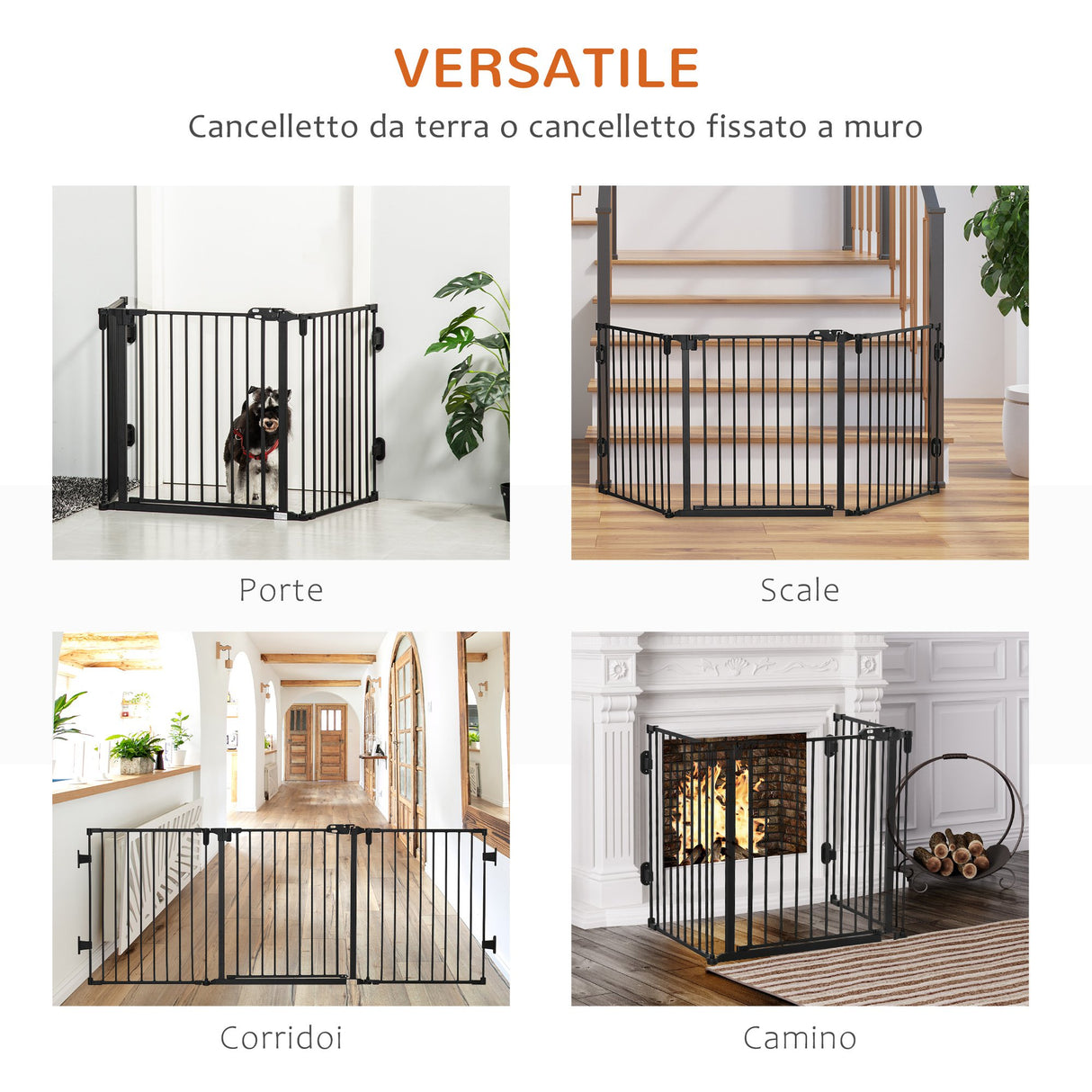 easycomfort easycomfort cancelletto di sicurezza pieghevole e regolabile in acciaio barriera per cani con chiusura automatica e sistema di blocco nero