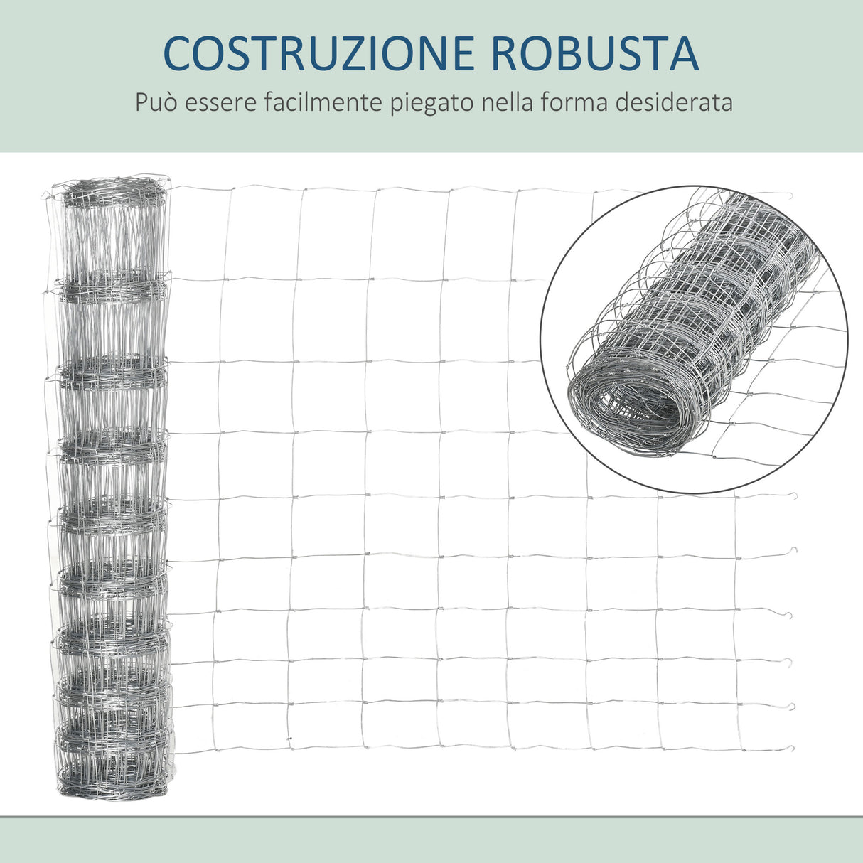 easycomfort rotolo di rete per recinzione metallica zincata da 26.1m altezza 1.2m argento