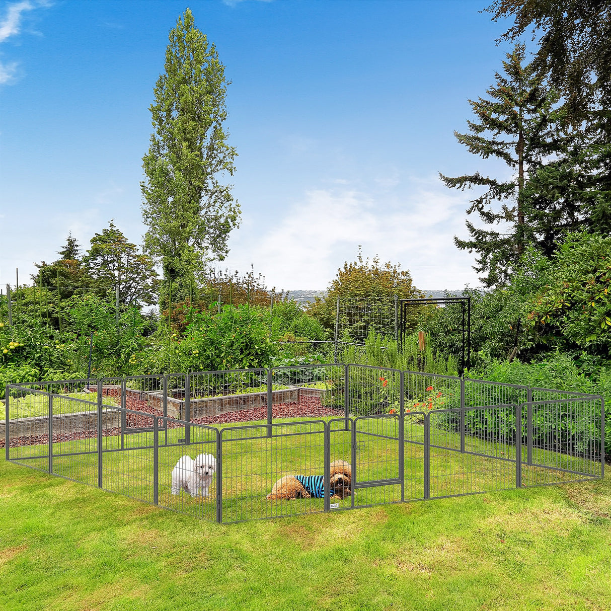 easycomfort recinto per cani e animali domestici con 16 pannelli modulabili in acciaio e 2 ingressi 80x1.5x60cm nero