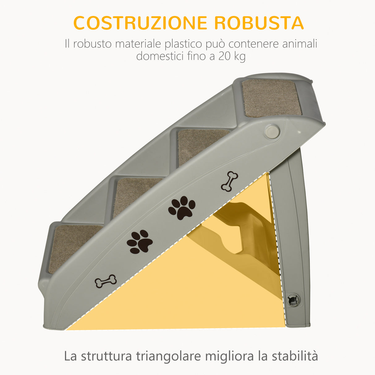 easycomfort scaletta per cani pieghevole con 4 gradini antiscivolo animali fino 20kg grigio