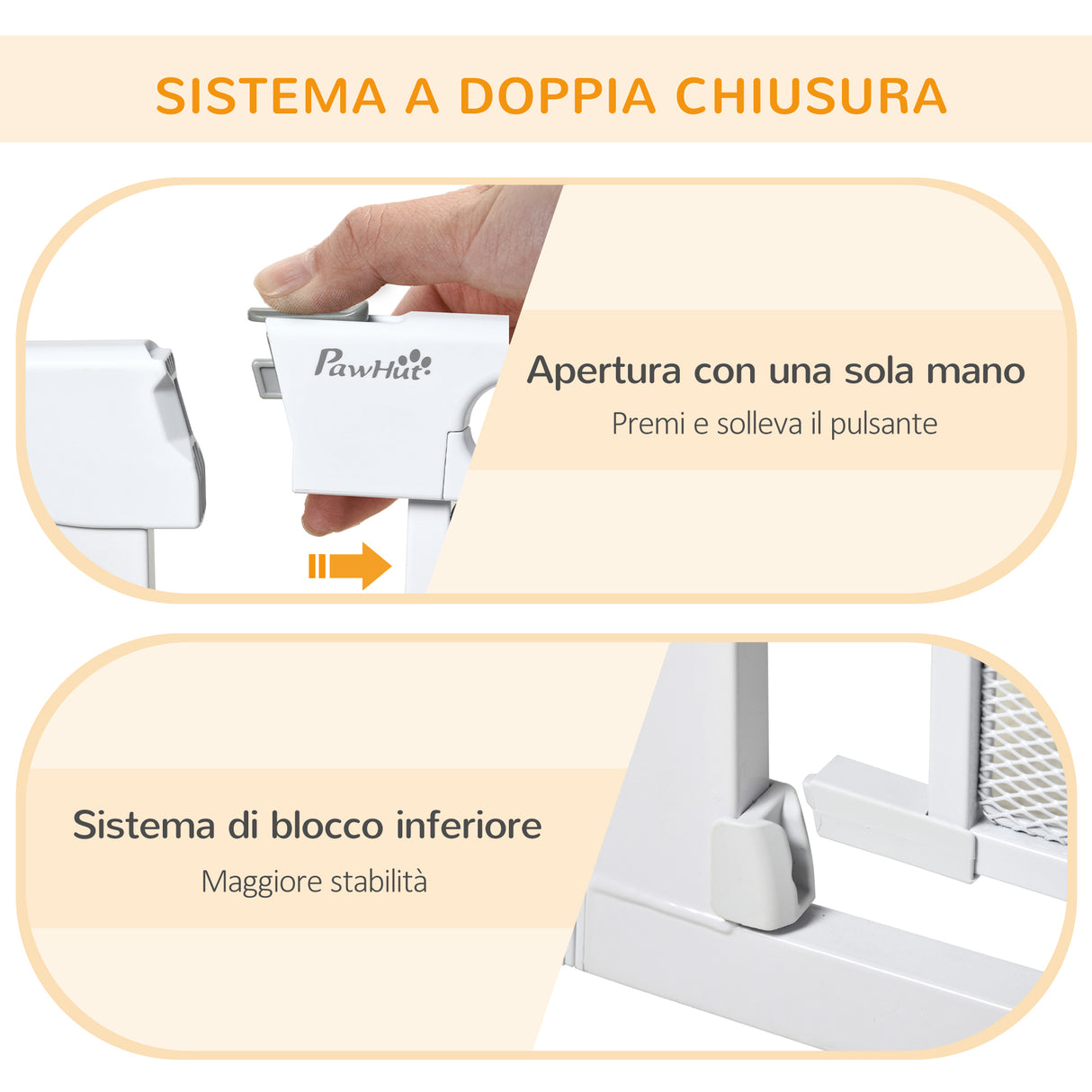 easycomfort cancellino per cani estensibile a pressione con chiusura automatica per spazi da 75 103cm bianco