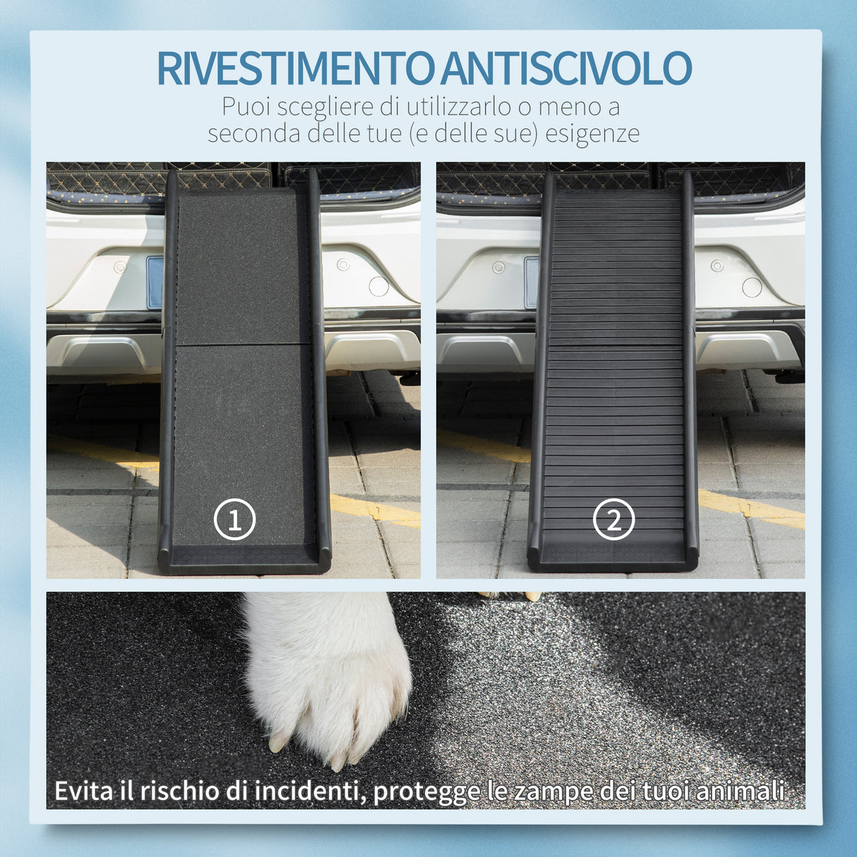 easycomfort rampa per cani in pp con rivestimento antiscivolo per bagagliaio inferiore a 75 cm 155x39x14 cm nero