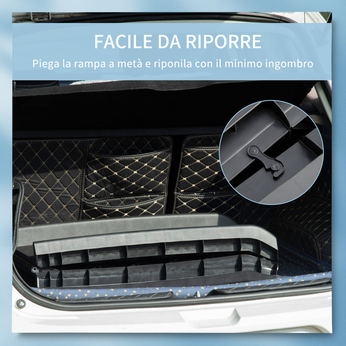 easycomfort rampa per cani in pp con rivestimento antiscivolo per bagagliaio inferiore a 75 cm 155x39x14 cm nero
