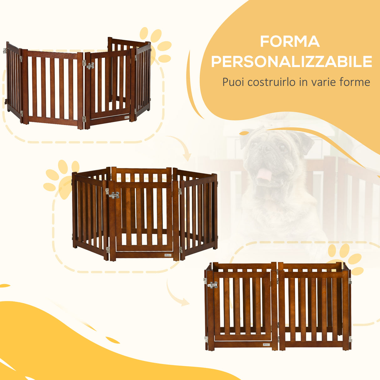 easycomfort recinto e cancellino per cani di piccola taglia a 6 pannelli design pieghevole e salvaspazio marrone