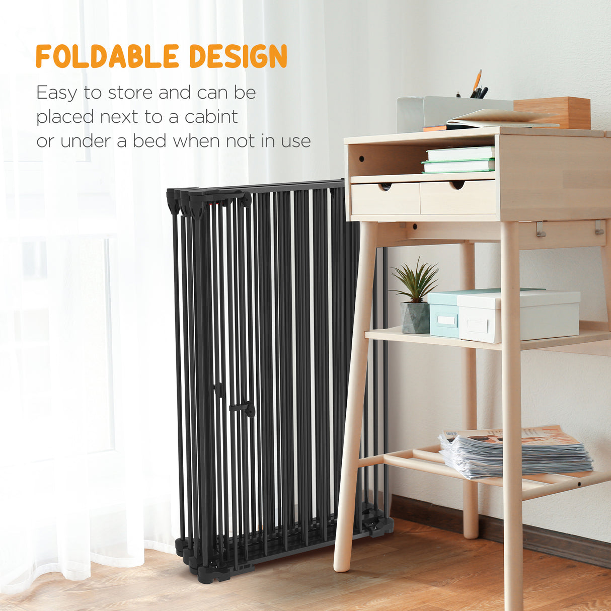 easycomfort easycomfort cancellino per cani di taglia media pieghevole a 6 pannelli in acciaio e plastica 123x102x100 cm nero