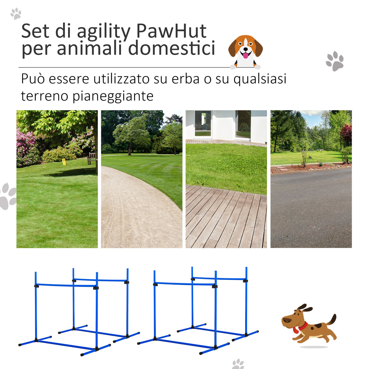 easycomfort set di 4 ostacoli agility dog per addestramento cani ad altezza regolabile con borsa da trasporto inclusa 99x65x94cm blu