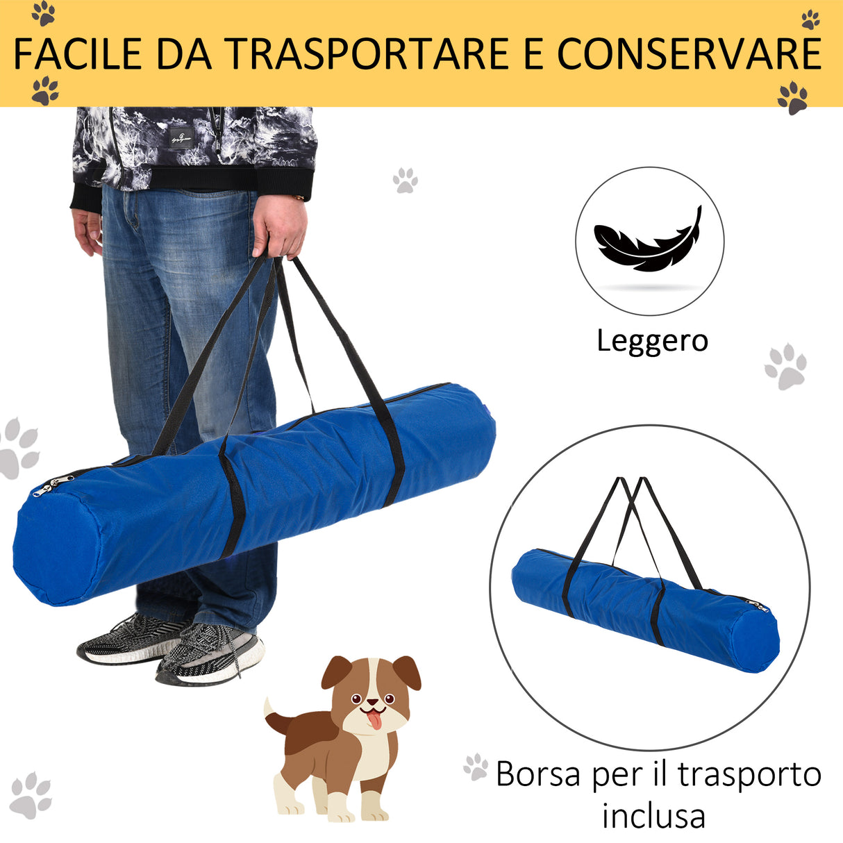 easycomfort set di 4 ostacoli agility dog per addestramento cani ad altezza regolabile con borsa da trasporto inclusa 99x65x94cm blu