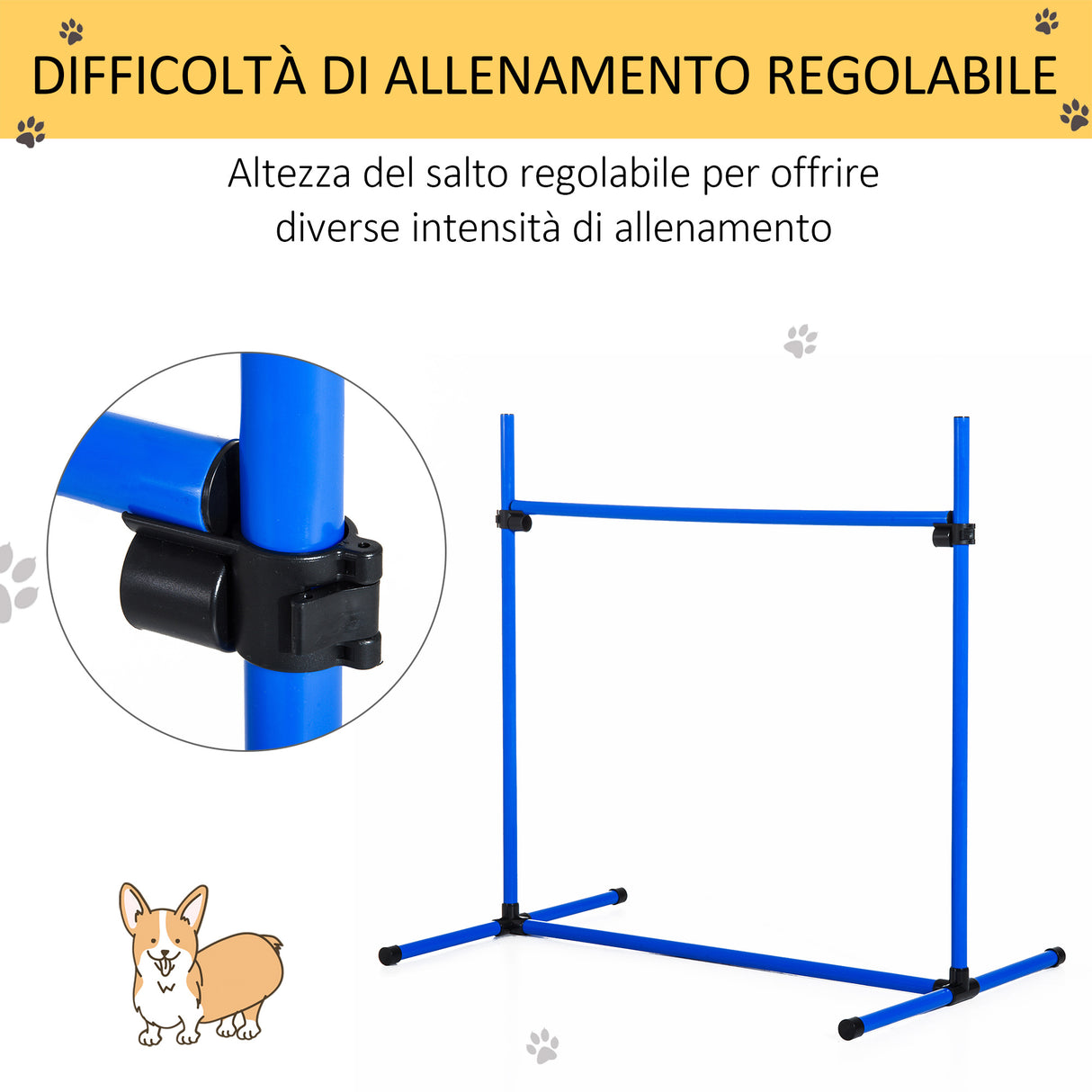easycomfort set di 4 ostacoli agility dog per addestramento cani ad altezza regolabile con borsa da trasporto inclusa 99x65x94cm blu