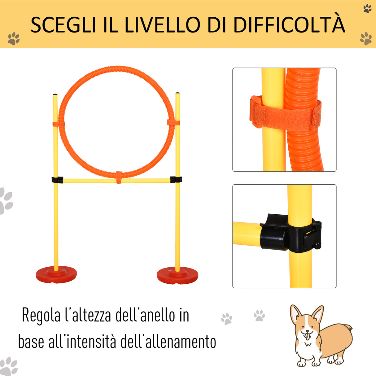 easycomfort easycomfort set agility dog con paletti ed anello regolabile per addestramento cani