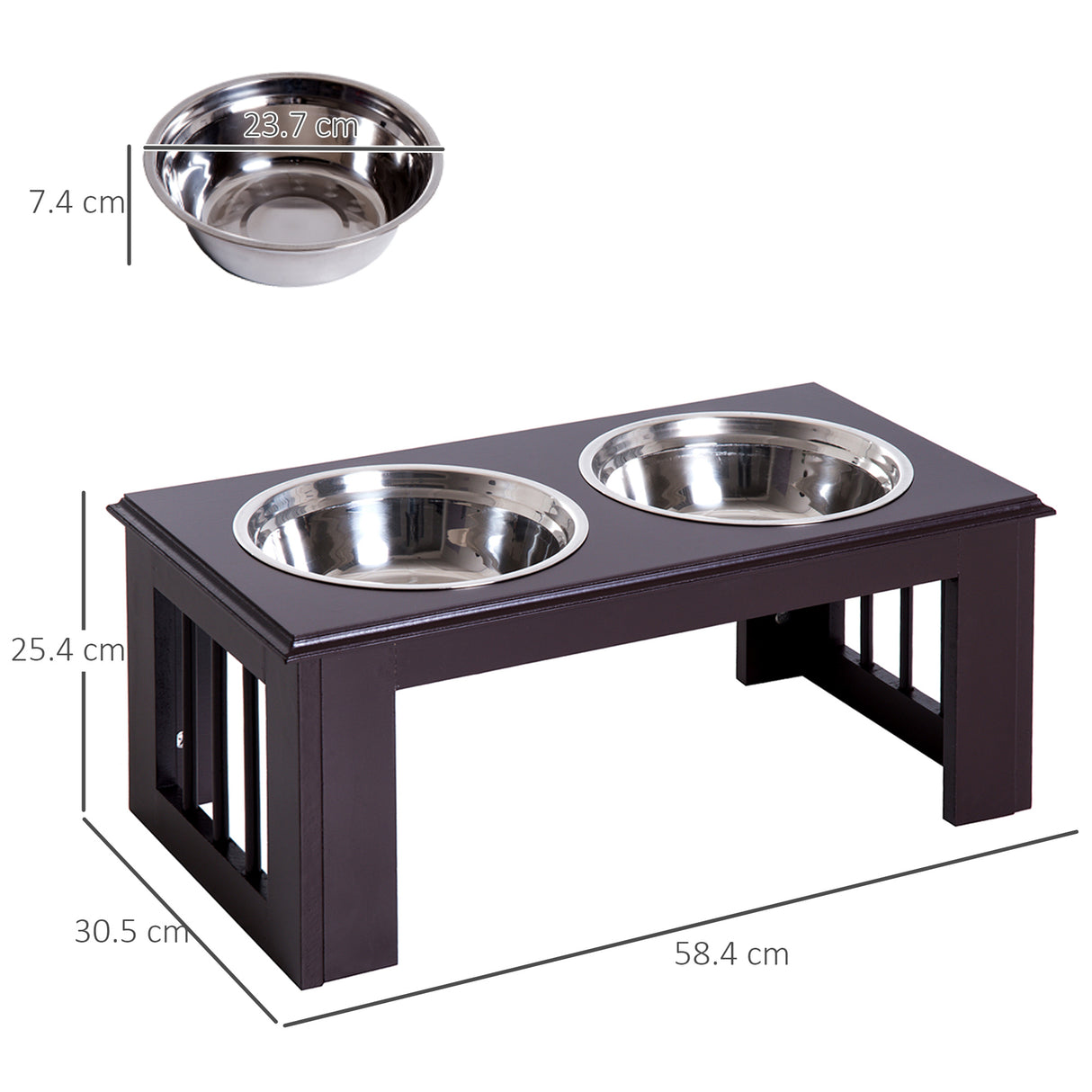 easycomfort easycomfort doppia ciotola rialzata per cani in acciaio inox e mdf 58.4x 30.5x 25.4cm