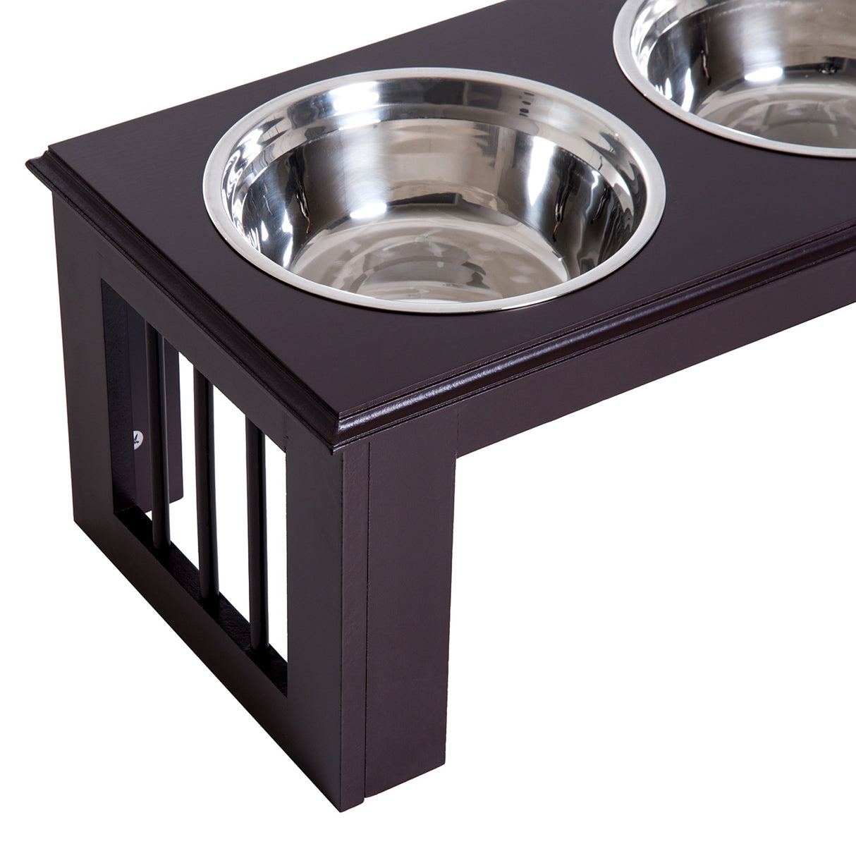 easycomfort easycomfort doppia ciotola rialzata per cani in acciaio inox e mdf 58.4x 30.5x 25.4cm
