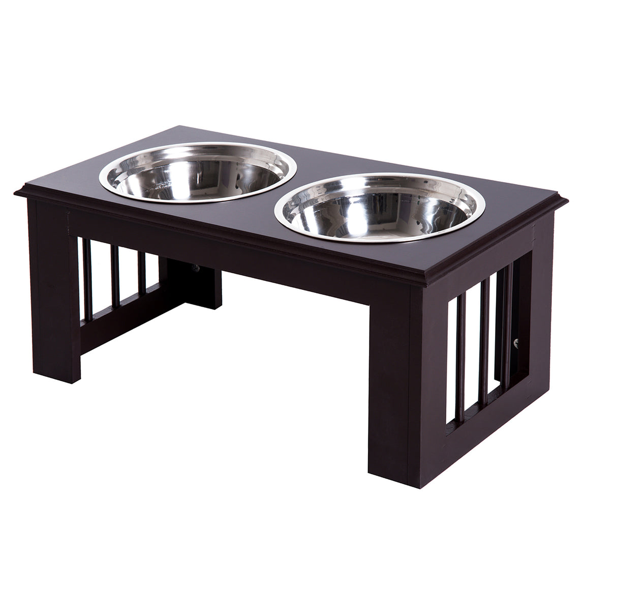 easycomfort easycomfort doppia ciotola rialzata per cani in acciaio inox e mdf 58.4x 30.5x 25.4cm