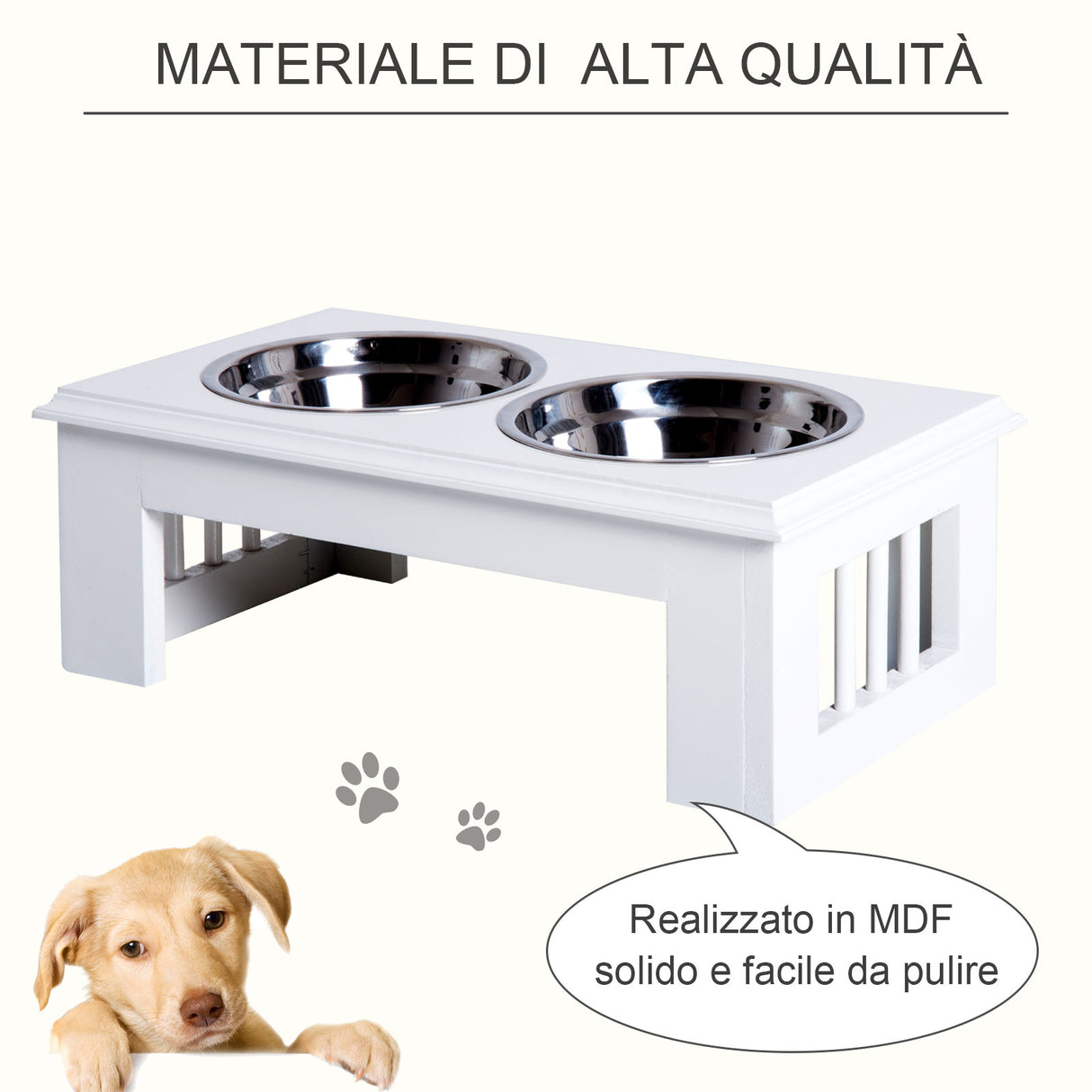 easycomfort easycomfort ciotola rialzata per cani in acciaio inossidabile 2 piatti 44x24x15cm