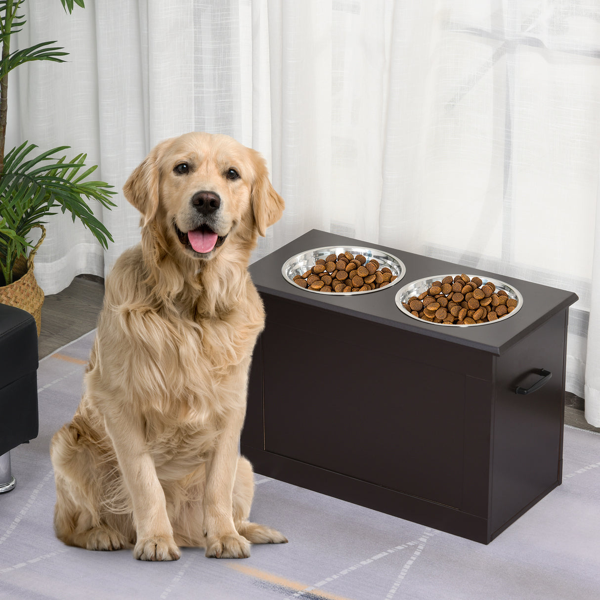 easycomfort easycomfort portaciotole rialzato per cani con 2 ciotole di 24cm in acciaio inox