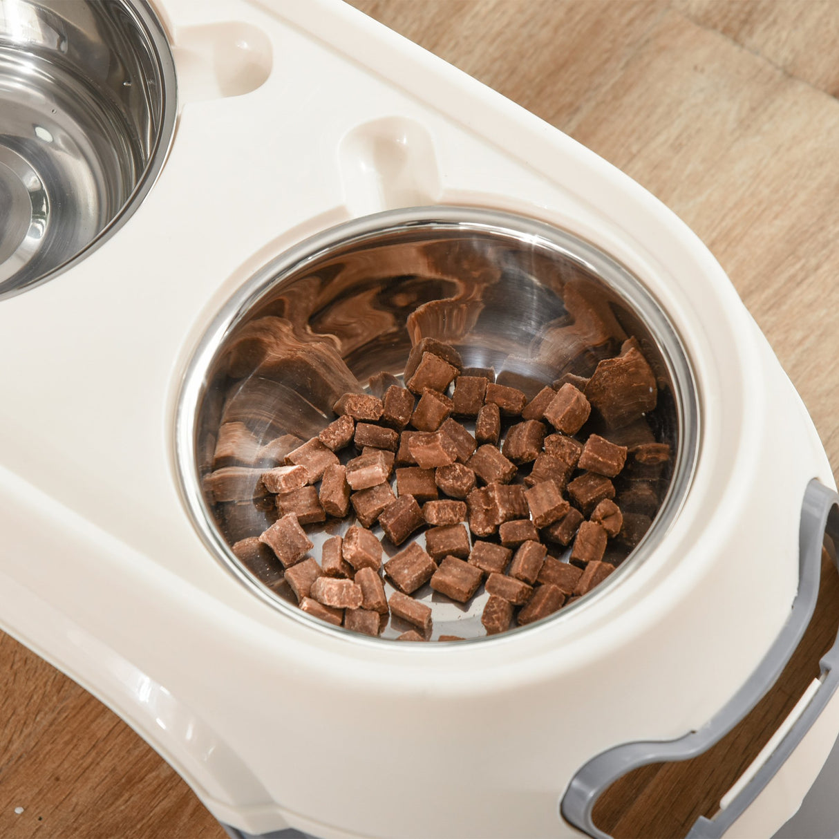 easycomfort doppia ciotola per cani rialzata in acciaio inox e plastica e piedini antiscivolo 47x25x20cm bianco