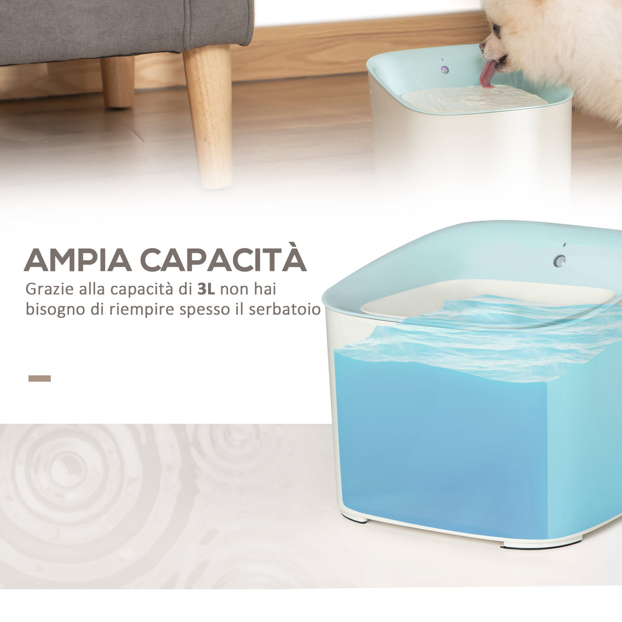 easycomfort easycomfort fontanella per gatti e cani da 3l con filtro a carboni luce led e sensore di movimento bianco