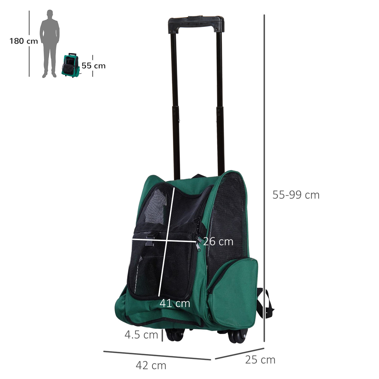 easycomfort easycomfort trolley zaino trasportino per animali domestici verde