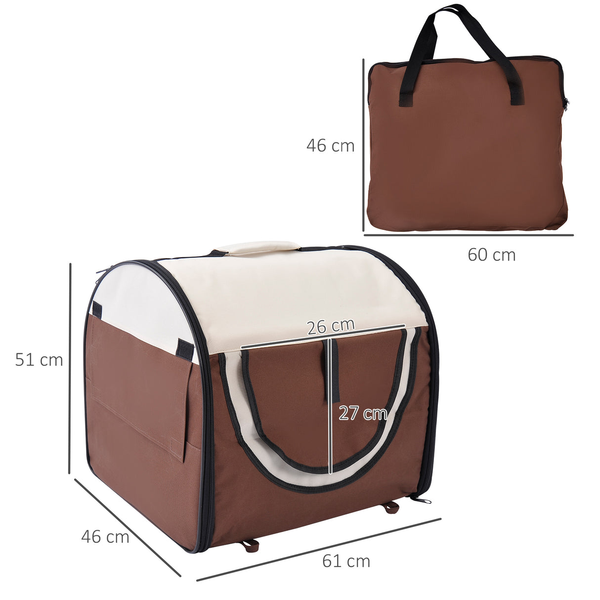 easycomfort easycomfort trasportino per cani e gatti pieghevole caffe 61x46x51cm