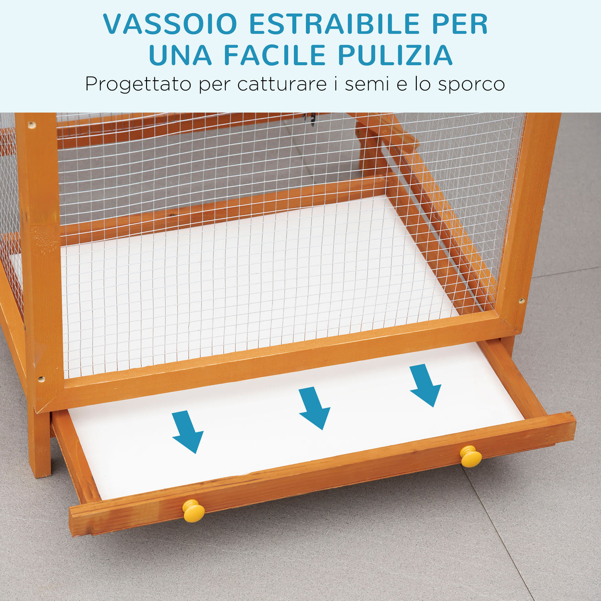 easycomfort easycomfort gabbia per uccelli alta 165cm in legno da esterno con 2 porte e vassoio estraibile arancione