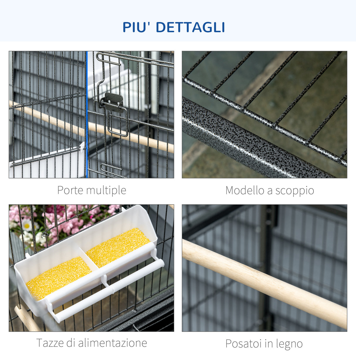 easycomfort gabbia per uccelli da interni in legno con vassoio 4 ruote e trespolo 78x52x132cm