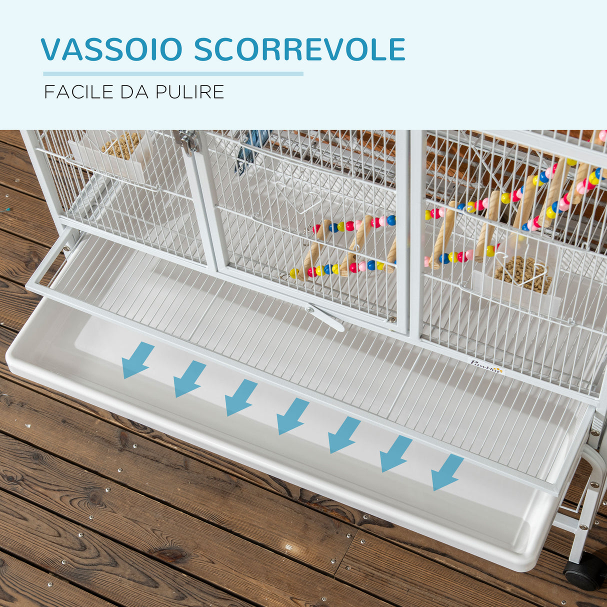 easycomfort easycomfort gabbia per uccelli in acciaio e pp con posatoi giochi contenitori per cibo e vassoio 83x53x180 cm bianco