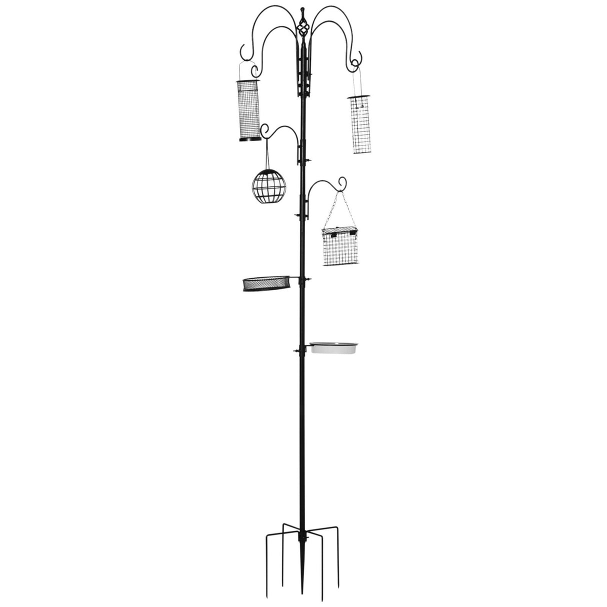 easycomfort mangiatoia per uccelli con 6 ganci e 4 contenitori per mangime in acciaio 58x58x226cm