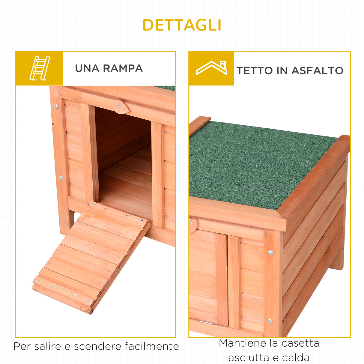 easycomfort easycomfort conigliera gabbia per piccoli animali con tetto apribile in legno 51x42x43 cm