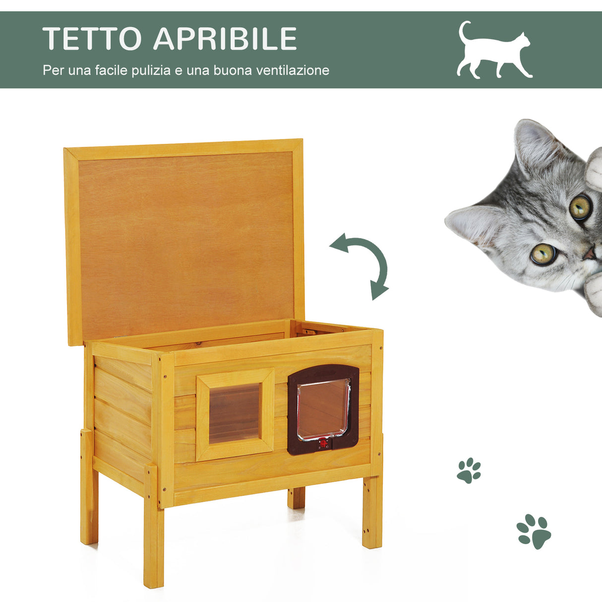 easycomfort easycomfort cuccia casetta per animali domestici in legno di abete 70x51.5x60cm