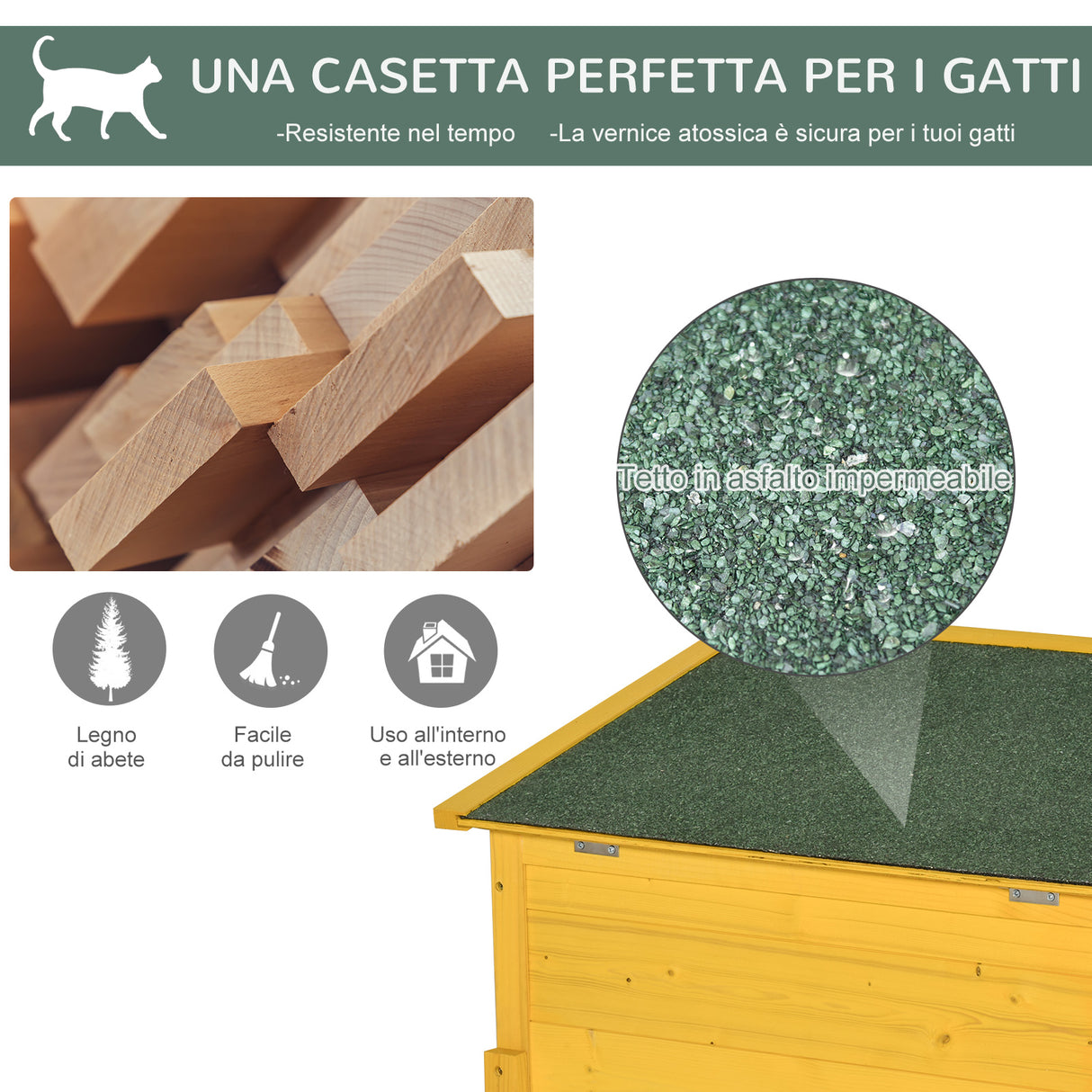 easycomfort easycomfort cuccia casetta per animali domestici in legno di abete 70x51.5x60cm