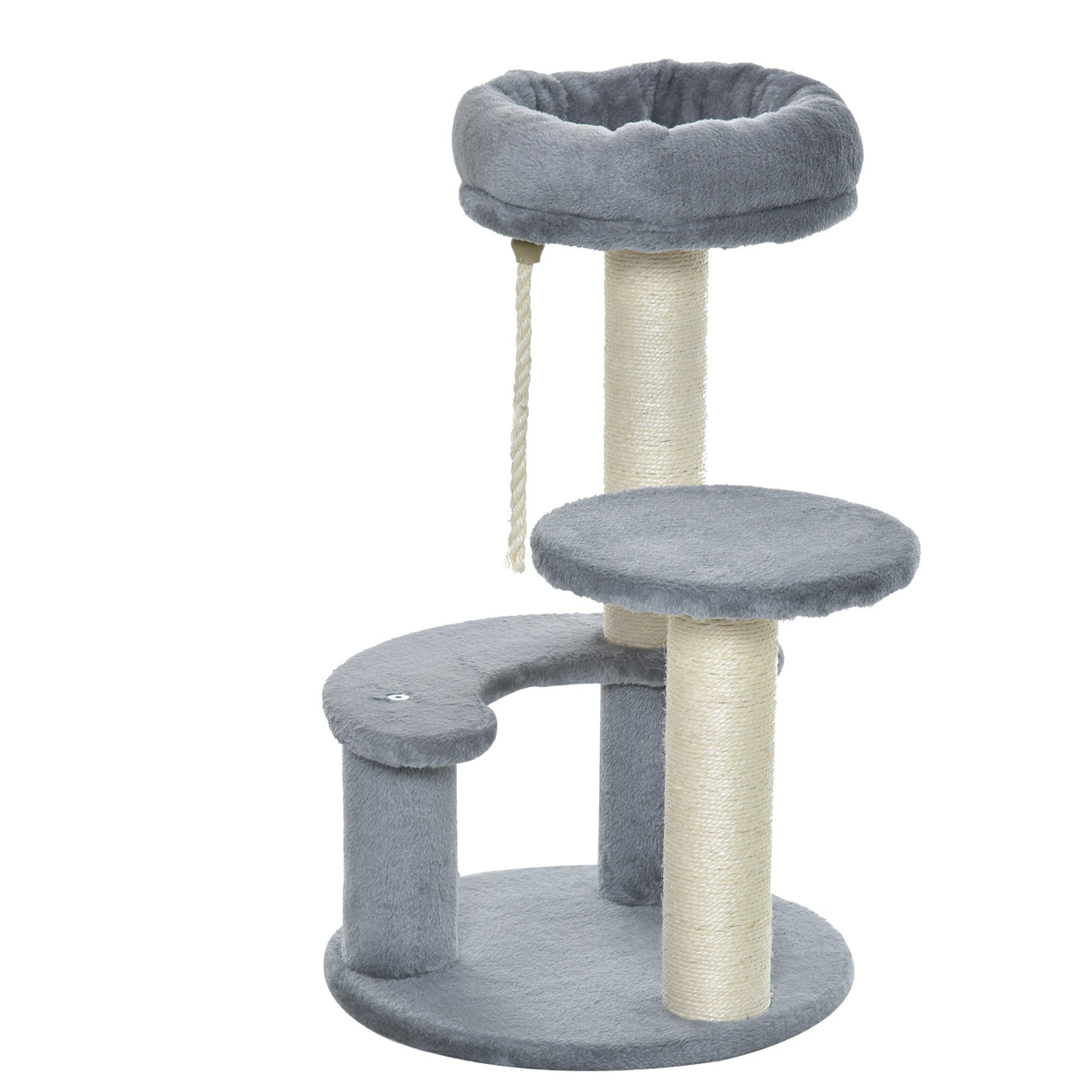 easycomfort easycomfort albero per gatti a 3 livelli in peluche sisal naturale grigio 40x65cm
