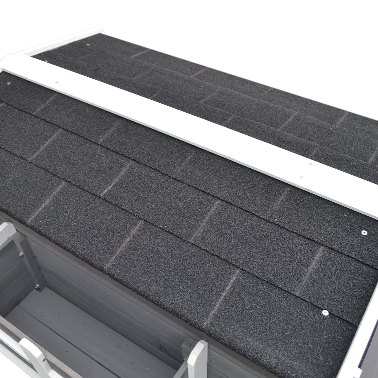 easycomfort easycomfort cuccia da esterno rialzata con balconcino e tetto impermeabile in legno grigio 83x66.5x74.7cm